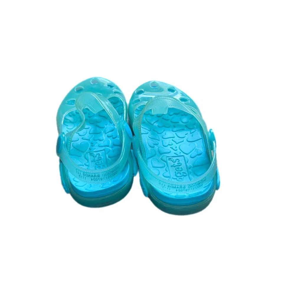 Kidgets Jelly Mary Jane Kids Size 9 Turquoise Excellent Heart Cutout Water Shoes